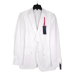Tommy Hilfiger Men's Modern-Fit 100% Linen Suit Jacket White Solid 38L NWT